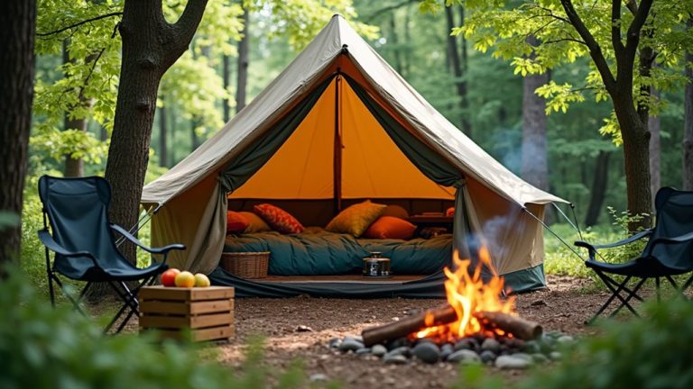 camping in a tent
