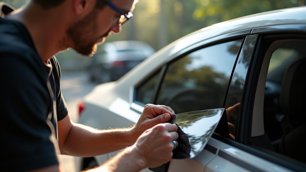 carefully apply tint film