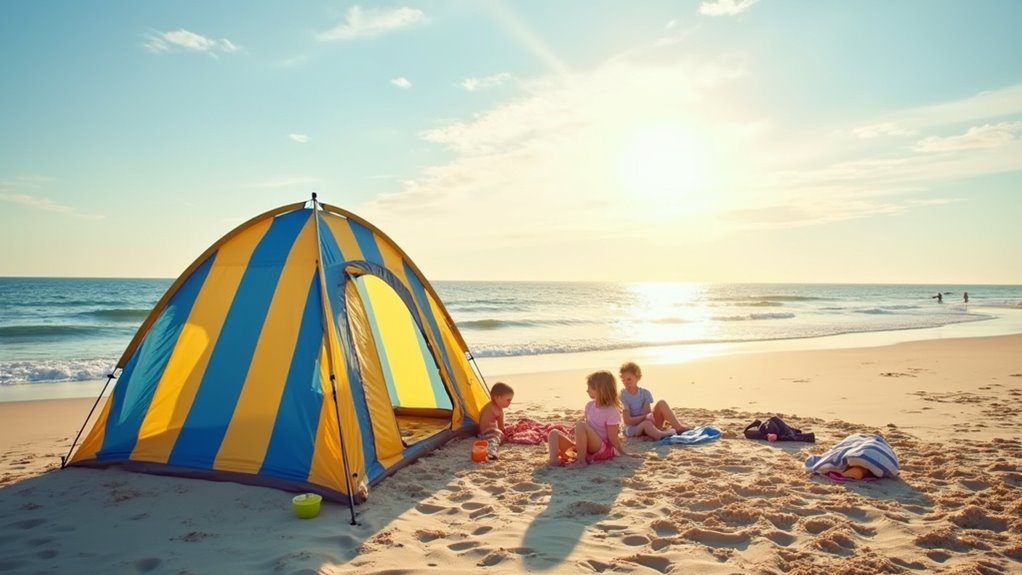 carefully fold beach tent