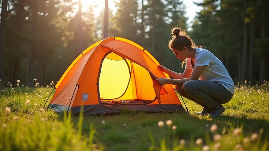 carefully lower pop up tent