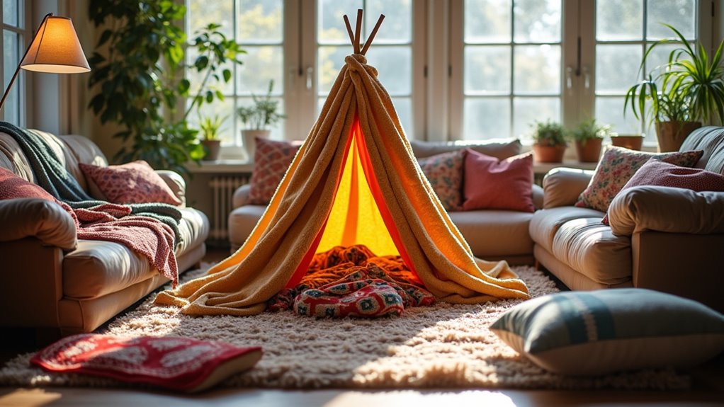 cozy blanket tent setup
