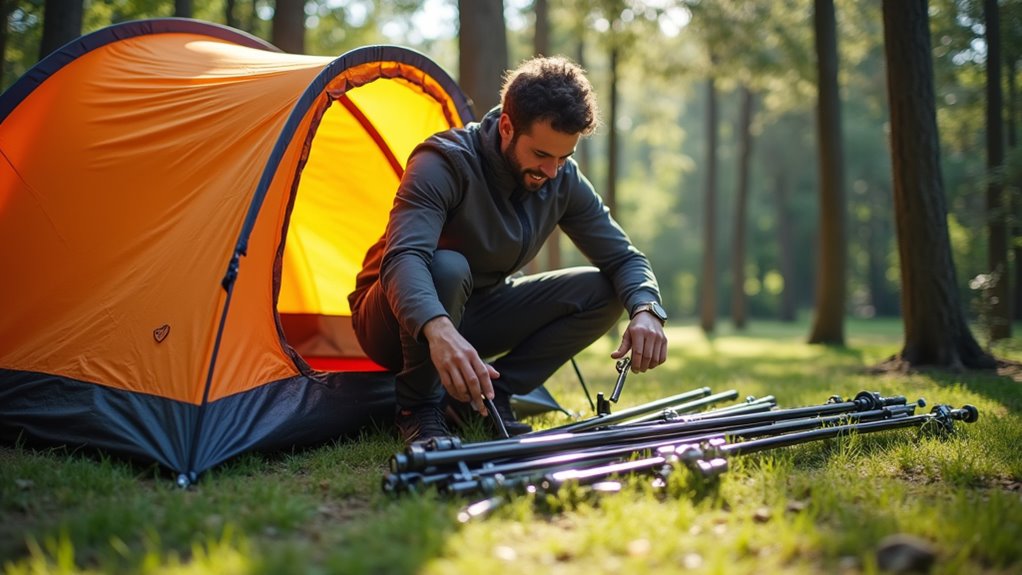 handle tent poles carefully