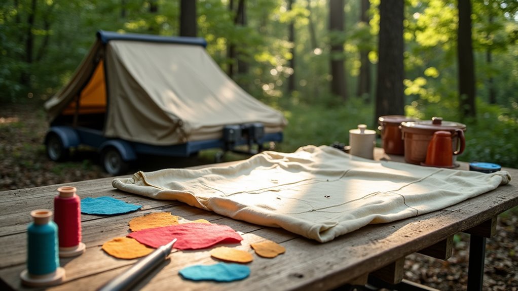 prepare tent canvas repairs