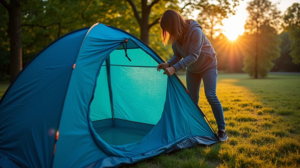 properly fold tent fabric