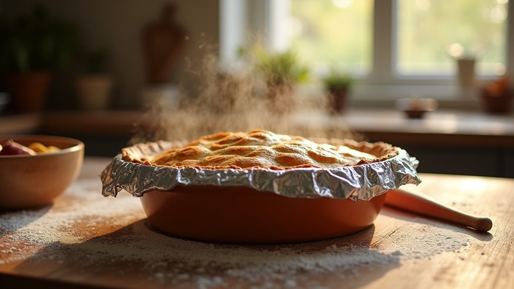 protect pie with foil tent