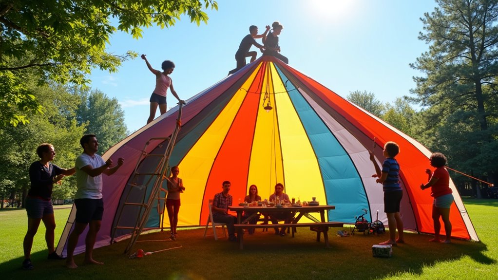 raise tent with poles