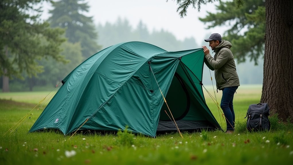 secure rain fly properly
