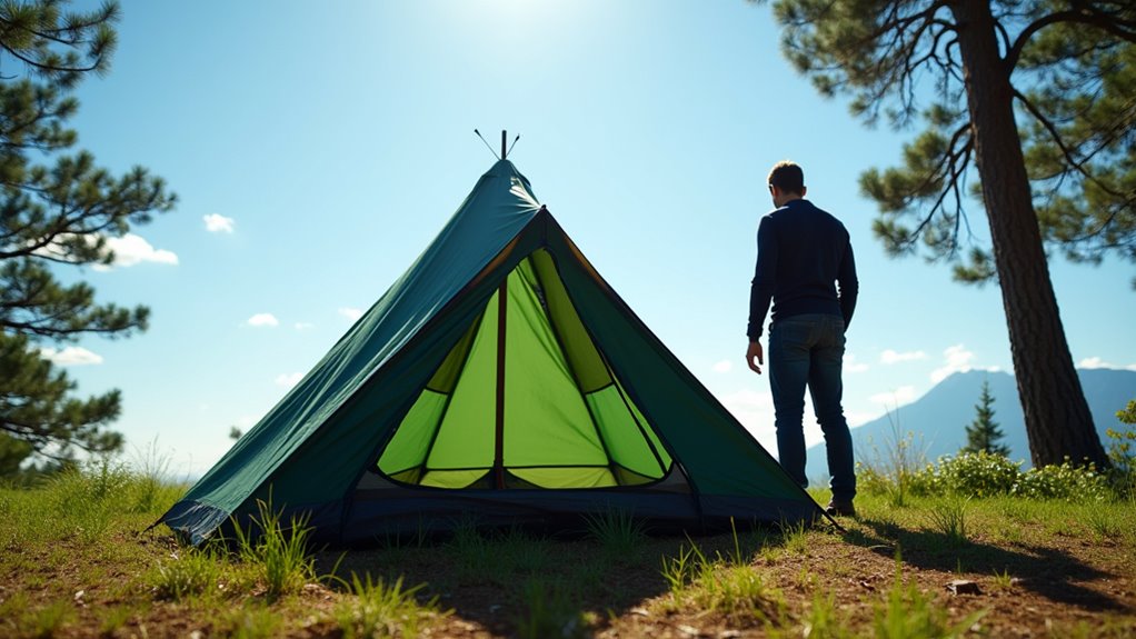 secure tent with center poles
