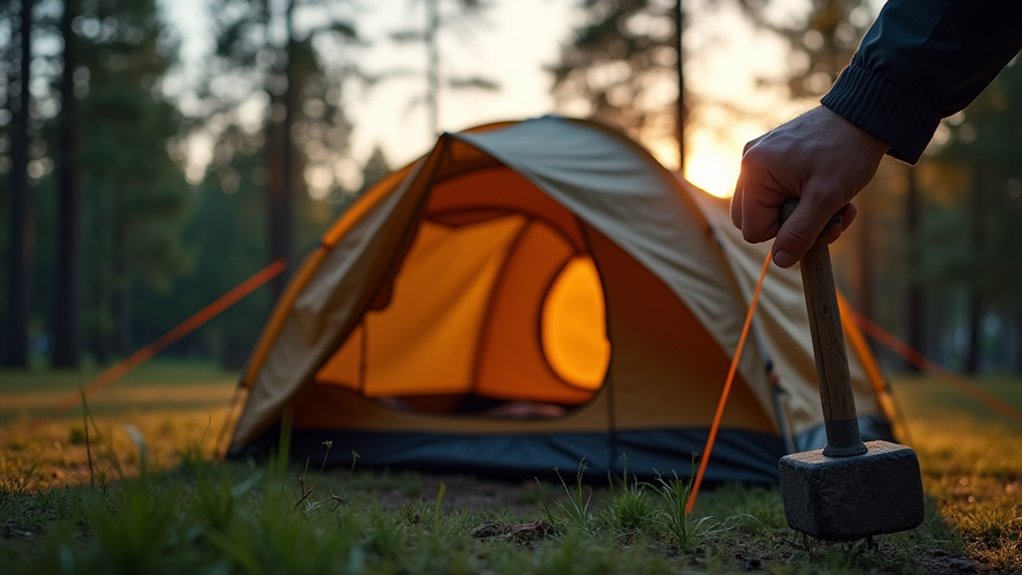 secure tent with stakes