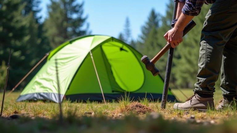 secure tent with stakes