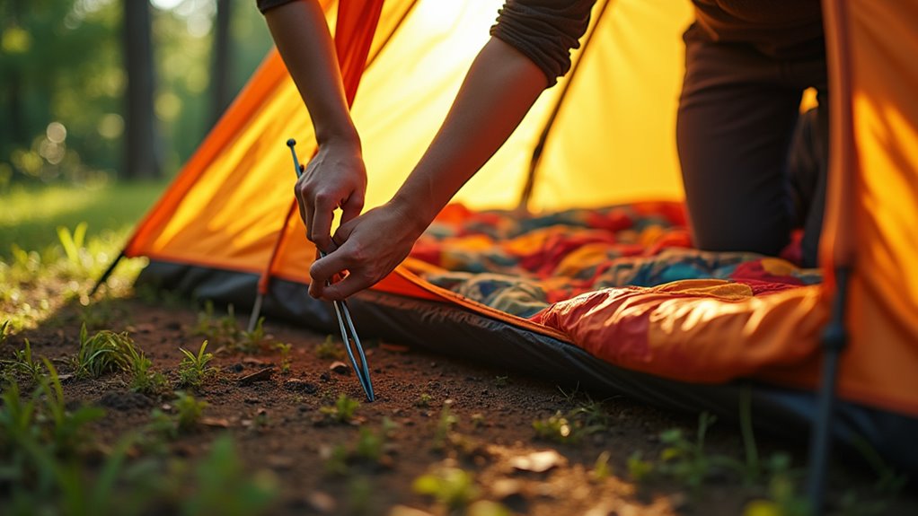 secure tent with stakes