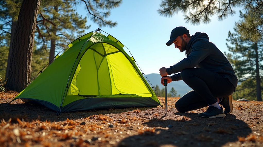 secure tent with stakes
