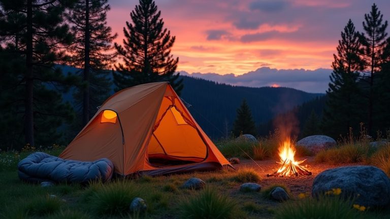 setting up a tent