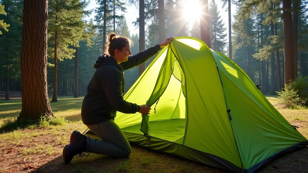 tent setup and positioning