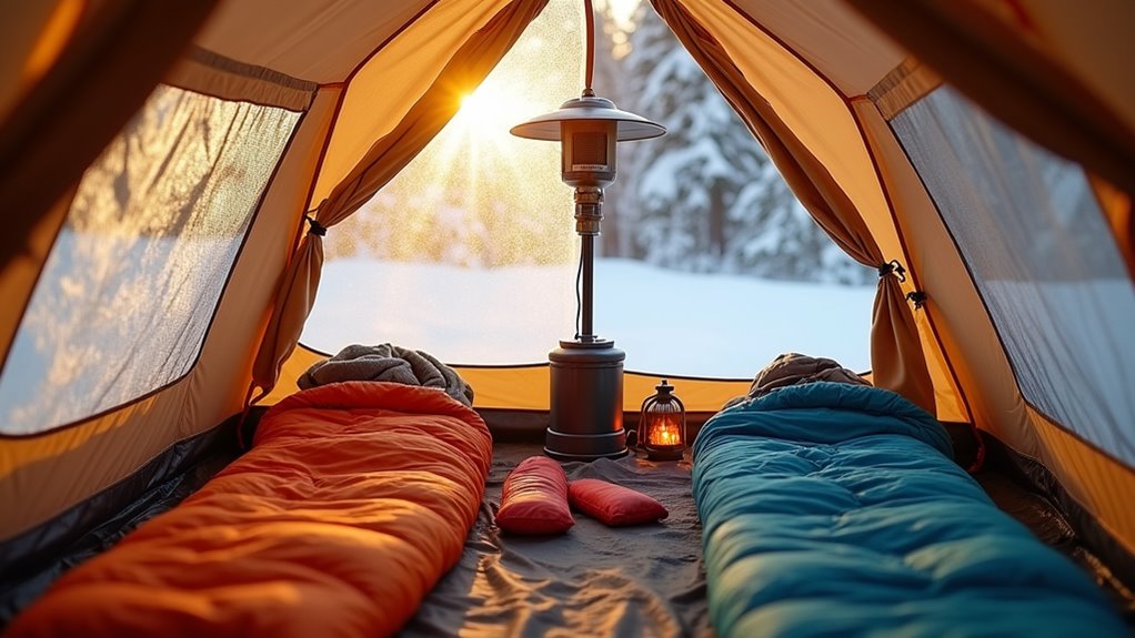 winter camping heating options