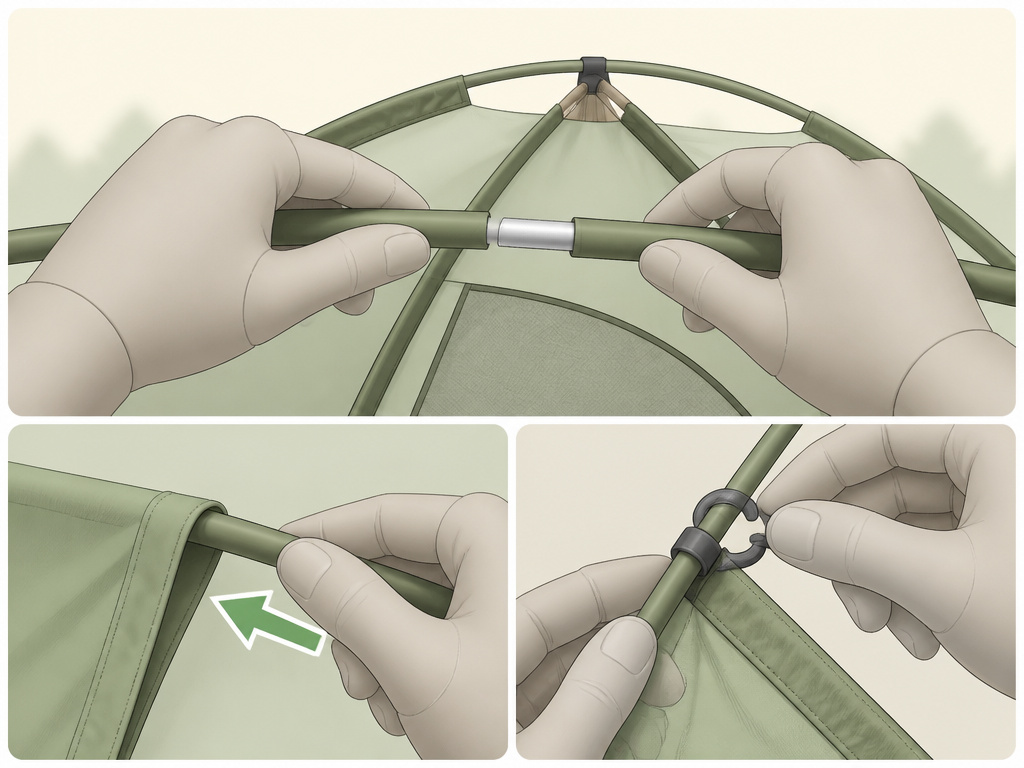 Proper tent pole handling techniques to avoid damage during takedown.