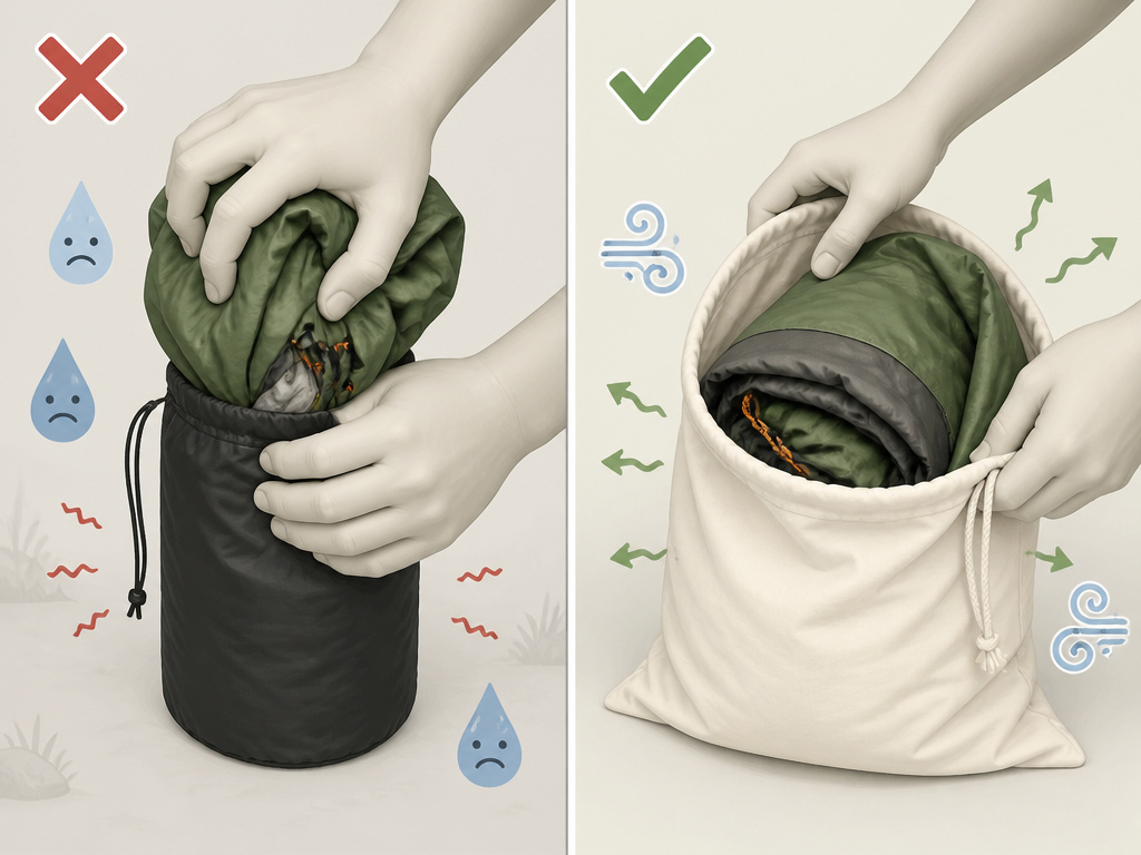 Proper vs improper tent storage methods to prevent mildew and hydrolysis.
