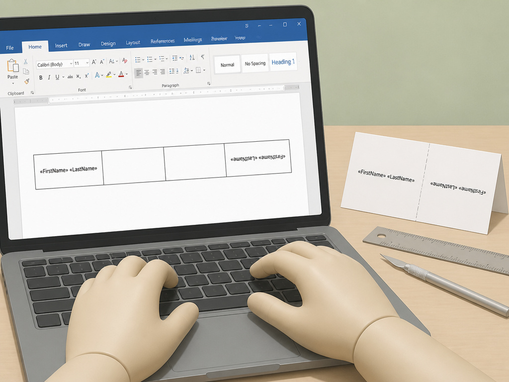 Creating a custom mail merge tent card template in Microsoft Word