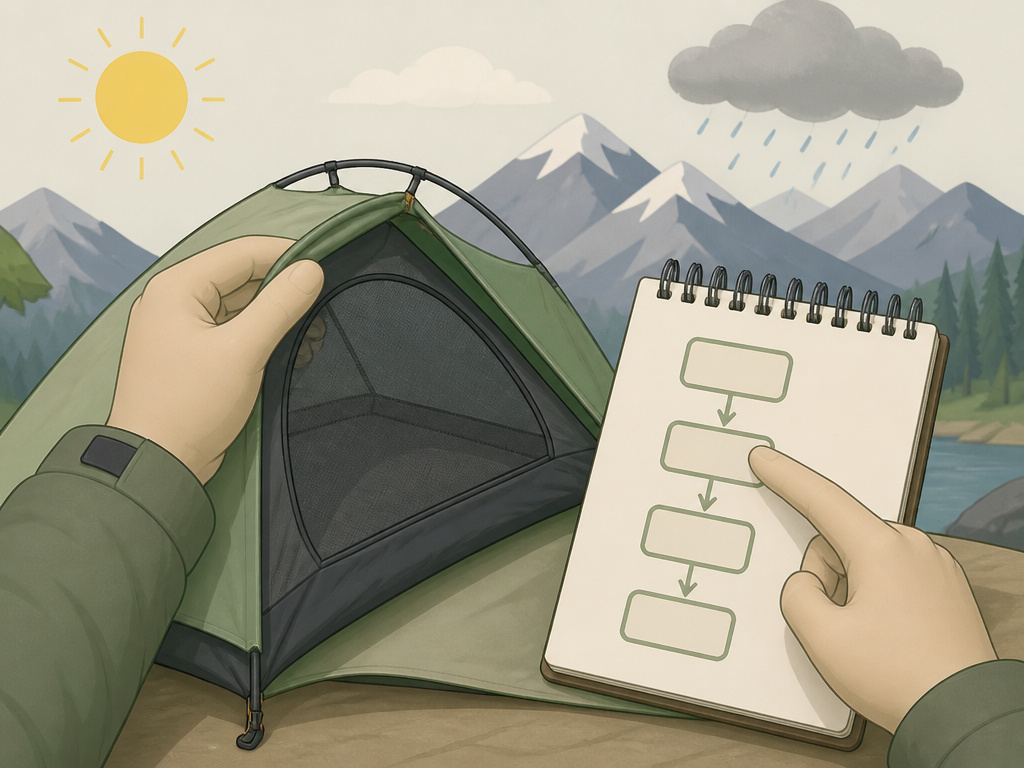 Decision flowchart for choosing between a 3-season and 4-season backpacking tent.
