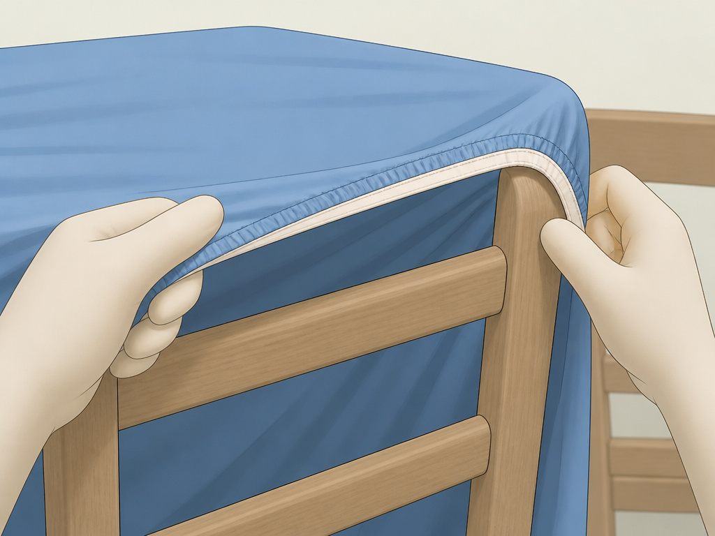 Using a fitted sheet to create a taut ceiling for a homemade blanket tent.