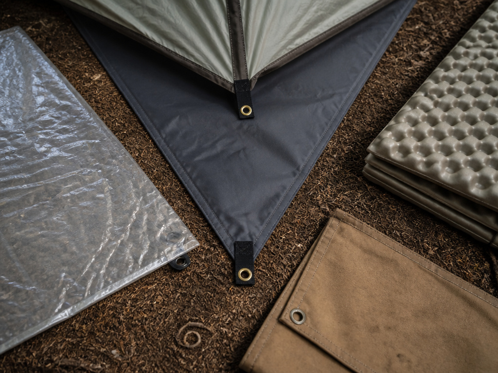 Tent footprint alternatives including polycryo, foam pad, and heavy-duty groundsheet.