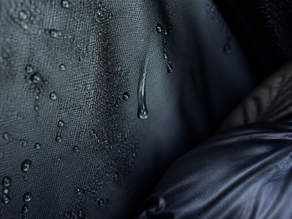 Heavy condensation droplets on the inner wall of a waterproof bivy tent.