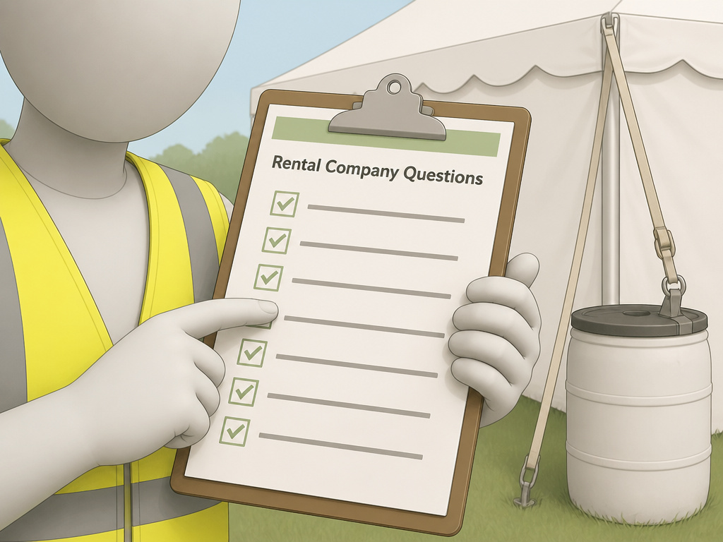Checklist for vetting a party tent rental company's safety and insurance.