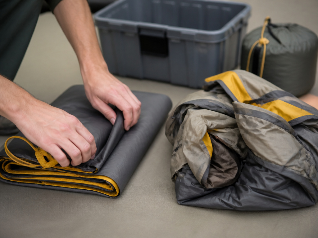 Proper tent folding versus stuffing for long-term gear storage.